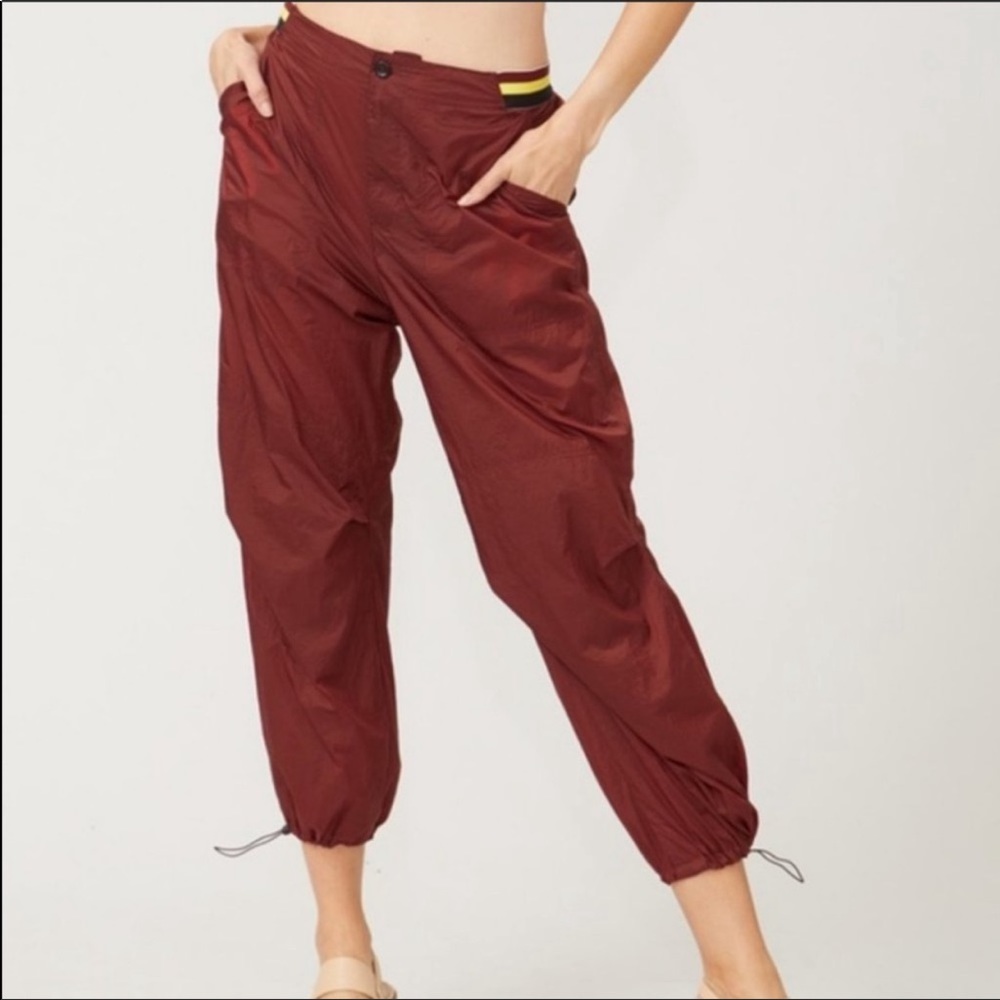 Free People Rust Copper Ripple Sport Jogger Athletic Crop Pants - Picture 10 of 12